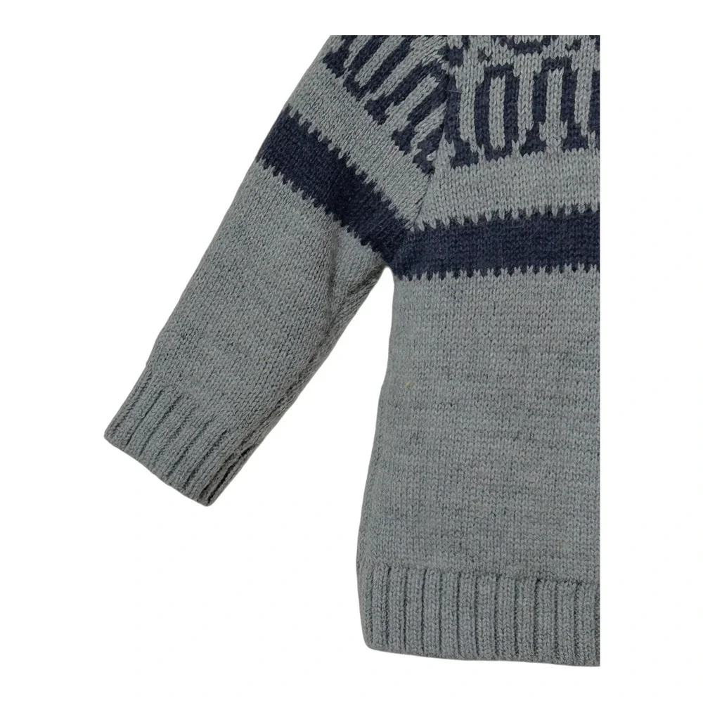 Carter's Boys Nordic Sweater Size 12 Months Gray Blue Button Front GrandpaCore